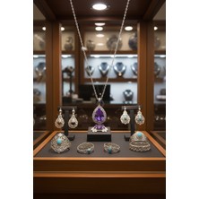 Anka Mücevherat 925 Ayar Gümüş Damla Kadın Kolye (Mor)