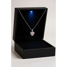 Anka Mücevherat Işıklı Kutuda 925 Ayar Gümüş Kalp Kadın Kolye (Pudra)