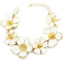 Mineli Çiçek Bileklik - Krem