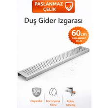 DESIPHON 60 cm Lineer Duş Gider Izgarası 304 Paslanmaz Çelik 5 cm Genişlik Üst Kapak