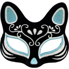 Marsilyan Siyah Süet Gümüş Mavi Simli Kedi Maskesi