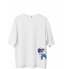 Tarz Yeri Erkek Baskılı T-Shirt Kısa Kol Bisiklet Yaka Regular Fit Rahat Kalıp Günlük Tişört - Beyaz