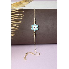 By Barun Papatya Bileklik Mavi Mineli 925 Ayar Gümüş Bileklik