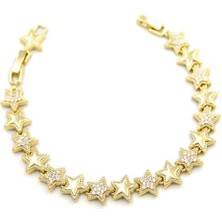 Taşlı Yıldız Bileklik - Altın