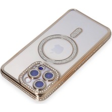 AyrStore Iphone 15 Pro Kılıf Joke Simli Magneticsafe Kılıf - Gold