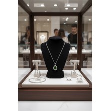 Anka Mücevherat 925 Ayar Gümüş Damla Kadın Kolye (Yeşil)