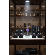 Anka Mücevherat 925 Ayar Gümüş Yonca Kadın Kolye (Mor)