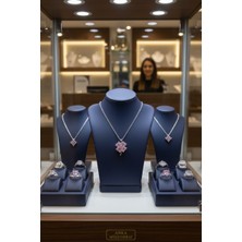 Anka Mücevherat 925 Ayar Gümüş Yonca Kadın Kolye (Pudra)