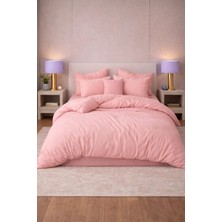 More Home Tek Kişilik Nevresim Takımı Lastikli Çarşaflı  Pembe