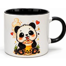 Sevimli Panda Bubble Tea Tasarımlı Porselen Kupa Bardak – Panda Desenli Kahve ve Çay Kupası