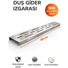 DESIPHON 40 cm Lineer Duş Gider Izgarası 304 Paslanmaz Çelik 5 cm Genişlik Üst Kanal Izgarası