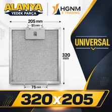 Hgnm E-Trading 320X205 Alüminyum Davlumbaz Aspiratör Filtresi 205X320 mm Davlumbaz Aspiratör Kaset Süzgeç Filtre Teli
