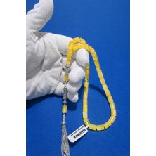 Benko Kehribar Tesbih Kapsül Kesim 17.7gr Taş ÇAPI:6,3X10 Mm,tam BOY:32CM Orjinal Gümüş.