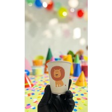 SBStrend Hayvan-Orman-Amazon-Zoo Doğumgünü Parti Aslan Temalı Tek Kullanımlık 7 Oz 50 Adet Karton Bardak