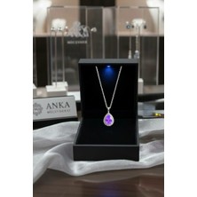 Anka Mücevherat Işıklı Kutuda 925 Ayar Gümüş Damla Kadın Kolye (Mor)