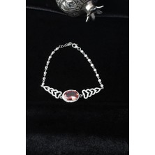 By Barun Renkli Bileklik Oval Zultanit Zirkon Taşlı Beyaz 925 Ayar Gümüş Zincir Bileklik