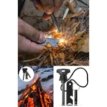 Tonkut Magnezyum Çubuğu Ateş Başlatıcı Kit - Acil Durum Çakmak Taşı ve Hayatta Kalma Düdüğü Seti