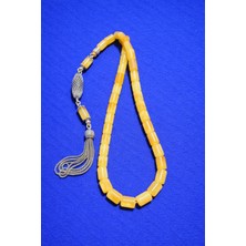 Benko Kehribar Tesbih Kapsül Kesim 17.7gr Taş ÇAPI:6,20X10 Mm,tam BOY:36CM Orjinal Gümüş.