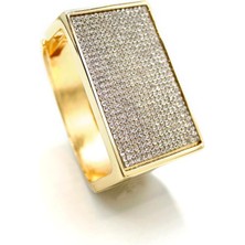 Taşlı Plaka Bilezik - Altın