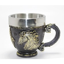 Uslucan Alışveriş 3D Kabartmalı At Büstü Paslanmaz Çelik Kupa Bardak