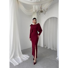 Nils Butik Sırt Dekolteli Düğme Detaylı Zarif Elbise