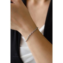 By Barun Burma Burgu Bileklik Halat Model 925 Ayar Gümüş Spor Zincir Bileklik