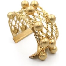 Top Sallantılı Tel Örgü Bilezik - Altın