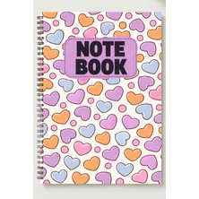 Black-One Özel Renkli Kalp Tasarım A5 Metal Spiralli Çizgisiz Kalın Bristol Kapak 50YP 100 Sayfa A5 Defter
