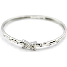 Taşlı Vip Bilezik - Gümüş