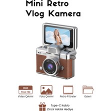 Roseandroses Mini Kamera Dönen Ekran Flaşlı Selfie Video Vlog Kamerası Anahtarlık 1080P+48MP