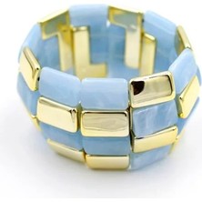 Lastikli Taşlı Bilezik - Mavi