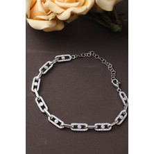 By Barun  Zincir Bileklik Yuvarlak 925 Ayar Gümüş Zirkon Taşlı Bileklik