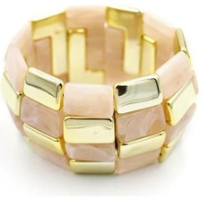 Lastikli Taşlı Bilezik - Pembe