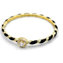 Mineli Taşlı Bilezik - Siyah