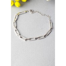 By Barun Zincir Bileklik Su Yolu Zirkon Taşlı Gold Rengi 925 Ayar Gümüş Bileklik