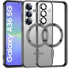 Teknomoda Samsung Galaxy A36 Kılıf Kamera Lens Korumalı Renkli Magsafe Şeffaf Silikon Siyah