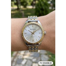 Ferrucci Gümüş Kadın Kol Saati | 33 mm Çelik Kasa, Altın Gümüş Metal Kordon, Gümüş Kadran