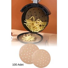 Tonkut 100 Adet Airfryer Pişirme Kağıdı Tek Kullanımlık Yağ Geçirmez Yapışmaz Yuvarlak Delikli Model 20 cm