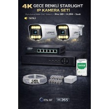 Maxcam 2 Kameralı 4K 1440P Full Hd Sesli Poe Ip Kamera Sistemi – Gece Renkli Ultra Hd Güvenlik Seti