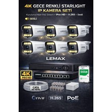Maxcam 6 Kameralı 4K 1440P Full Hd Poe Ip Kamera Sistemi – Gece Renkli Ultra Hd Güvenlik Kamera Seti