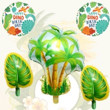 Feyza Design Hawaiian Tropical Ağaç ve Dinozor Balon Seti - 5 Adet