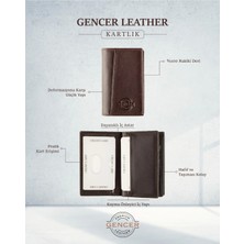 Gencer Leather Hakiki Deri Dikey Kartlık Kahverengi
