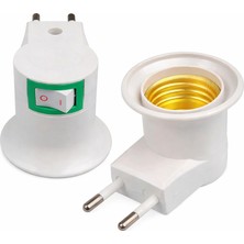 Edison Aç/kapa Anahtarlı E27 Duy Fişli – Prize Takılan Tak-Çalıştır Gece Lambası Duy Aparatı