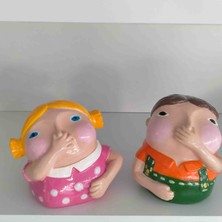 Ikili Kız Erkek Biblo ( Yükseklik 7, 5 cm En 6 Cm) Banyo Tuvalet Dekor Burnunu Tutanlar Dekoratif Aksesuar Biblo