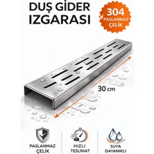 DESIPHON 30 cm Lineer Duş Gider Izgarası 304 Paslanmaz Çelik 5 cm Genişlik Üst Kanal Izgarası