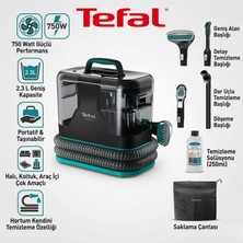 Tefal Clean It Portatif Halı ve Koltuk Temizleme Makinesi - 750 Watt Yüksek Emiş Gücü, 2.3 Litre Su Kapasitesi, Profesyonel Leke Çıkarıcı ve Döşeme Temizleyici