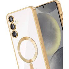Teknomoda Samsung Galaxy A54 Kılıf Kamera Lens Korumalı Renkli Magsafe Şeffaf Silikon Gold