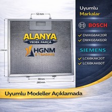 Hgnm E-Trading 11037799 Davlumbaz Tel Yağ Filtresi – 283 x 209 mm | Bosch: DWK68AK20R, DWK68AK60R Siemens: LC68KAK20T, LC68KAK60T