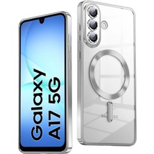 Teknomoda Samsung Galaxy A17 Kılıf Kamera Lens Korumalı Renkli Magsafe Şeffaf Silikon Gümüş