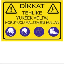 HiperAD Reklam Dikkat Yüksek Voltaj Koruyucu Elbise Giy Dekota Baskı – 3 mm Forex Uyarı Tabelası 25 cm × 35CM